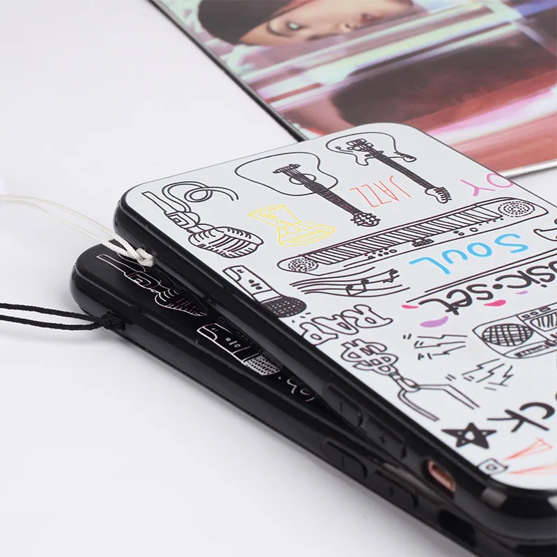 Чехол для телефона с музыкальными граффити iPhone X 8 7 6 6s Plus чехол модной гитарой