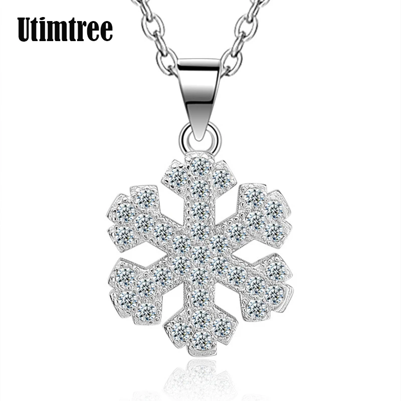 Utimtree модные ожерелья с кубическим цирконием для женщин серебряная цепочка