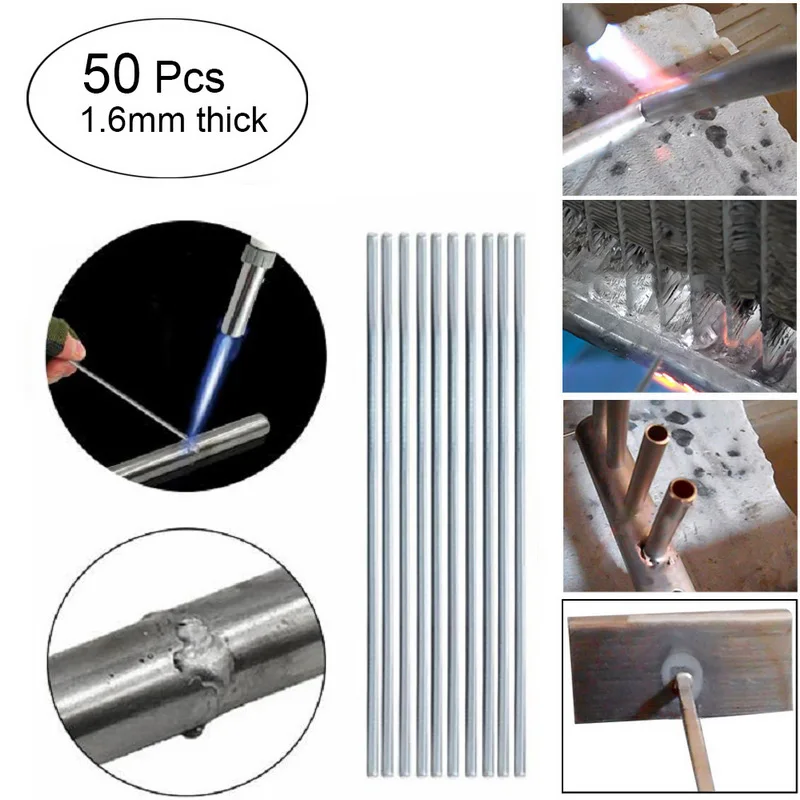 50pcs 1.6mm 100/500 шт сварочная проволока ящик для хранения 1,6 мм/2 мм* 50 см Низкий Температура Алюминий сварочная проволока флюсовой сердцевины сварочная проволока ящик для хранения - Цвет: 50pcs 1.6mm
