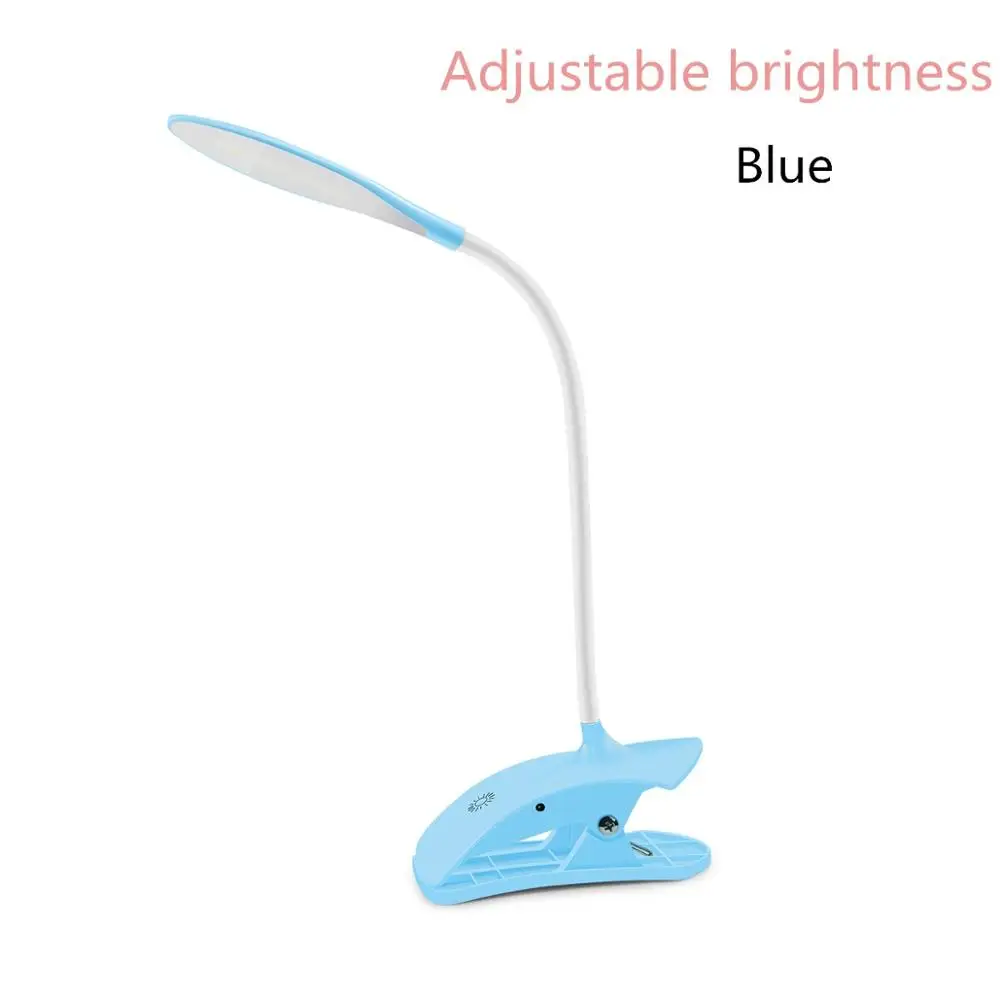 Blue Держатель с зажимом USB, светильник для книг, светодиодная настольная лампа, Гибкая настольная лампа, защита для глаз, Сгибаемая для путешествий, дома, спальни, чтения книг - Испускаемый цвет: Blue