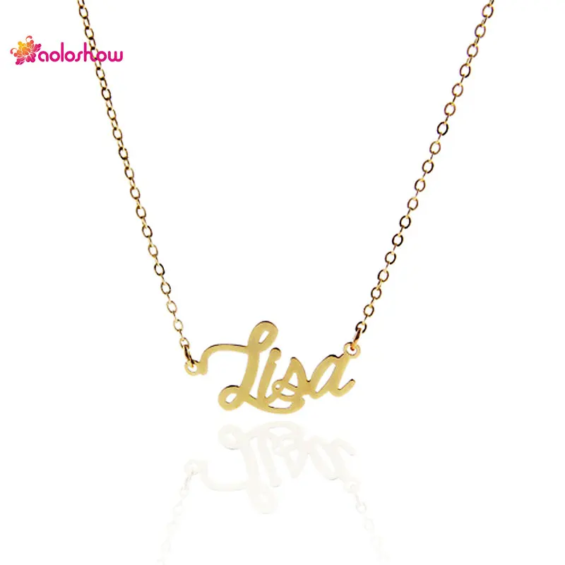 AOLOSHOW Tiny Carrie Font Name Letter Name Necklace 