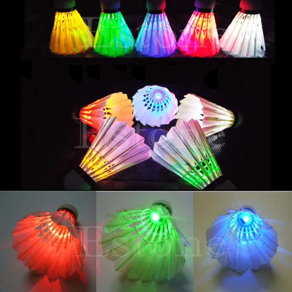 

New 4 PCS DARK NIGHT COLORFUL LED BADMINTON SHUTTLECOCK BIRDIES LIGHTING BRAND-P101