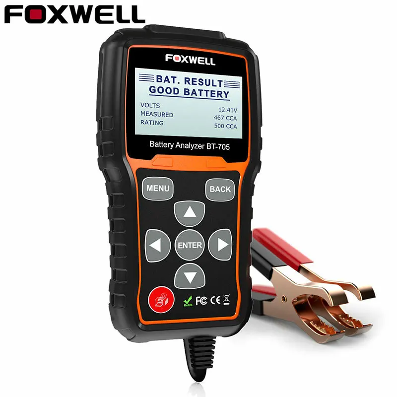 Тестер заряда батареи FOXWELL BT705 тестер автомобиля 100 2000CCA 12V 24V|Диагностические