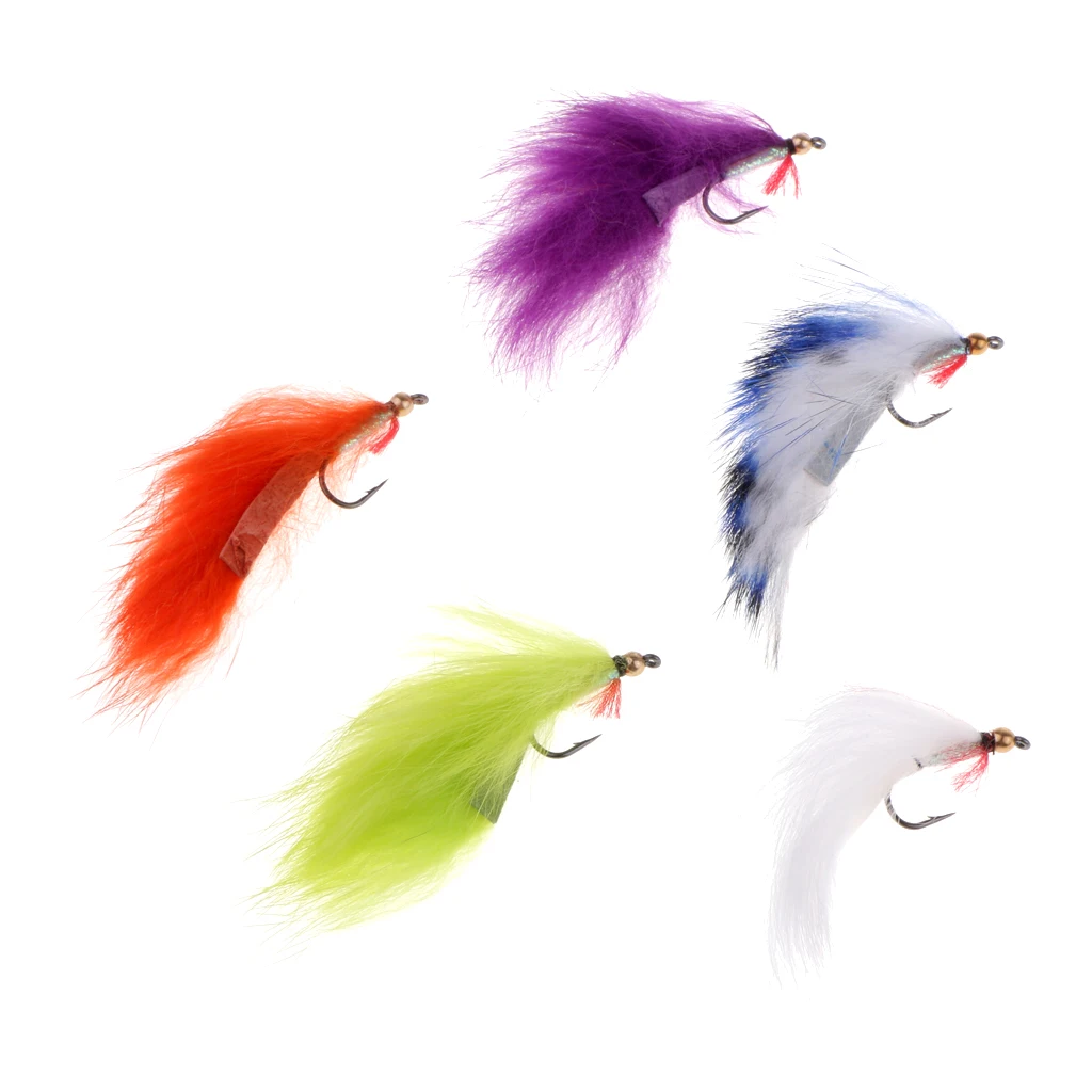 5 шт. 5 смешанных цветов Zonker Fly Fishing стример мух для форели бас Senuelos de pesca leurres de peche