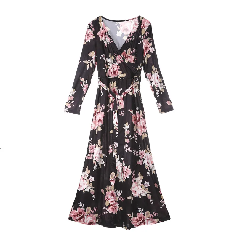 2017 новая осенняя Женская одежда с длинным рукавом Макси длинное платье модное