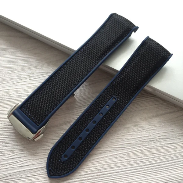 blue silver clasp MERJUST 20 22 мм резиновый силиконовый с нейлоновой заменой ремешок для часов Ремешок для Омега планеты океана синий черный красный - Цвет ремешка: blue silver clasp