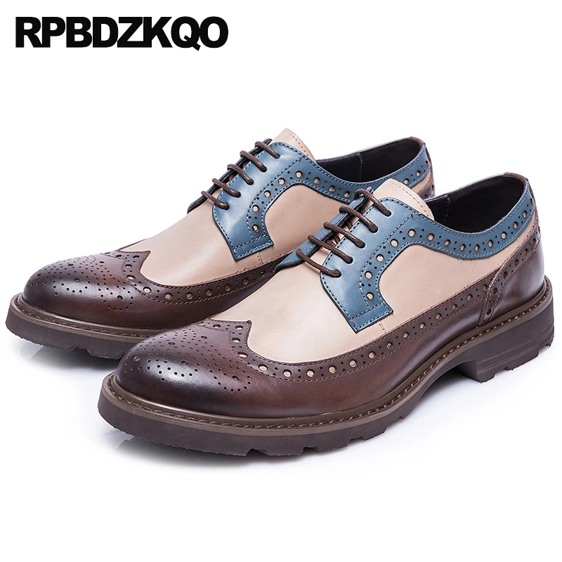 Коричневые деловые итальянские классические туфли со шнуровкой повседневные