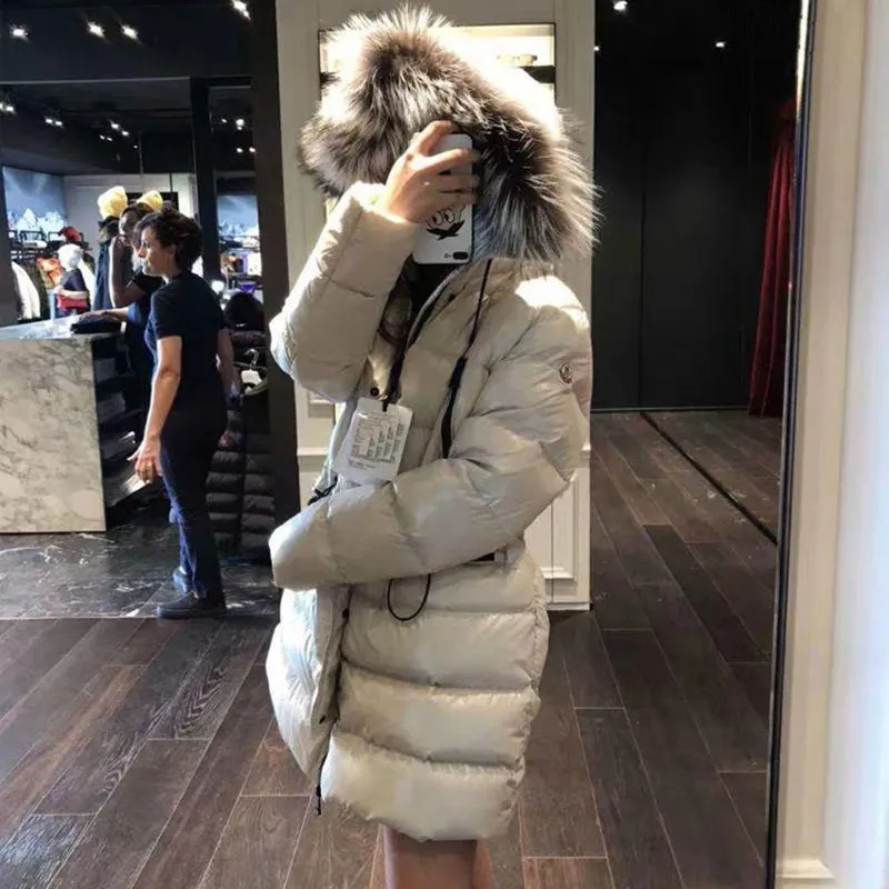 New Big Fur Collar Parka Thickening 90% White Duck Down Coat Fashion Winter Jacket Women Hooded Warm Short Feather Outwear PJ338 | Женская