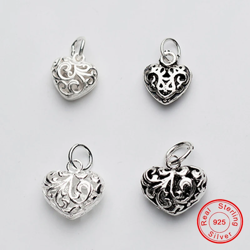 UQBing ручная работа 100% 925 пробы серебро полые цветы сердце амулеты подходит для