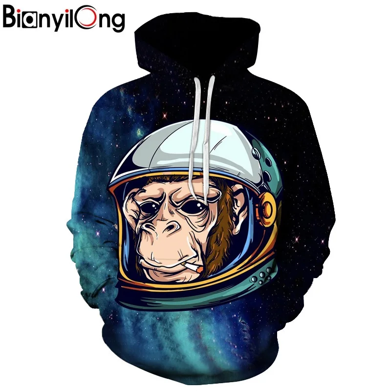 

Hoodeis Men/Women Hooded Hoodies With Cap 3d Sweatshirt Print Space Galaxy orangutans Pullover Hoody Tracksuits