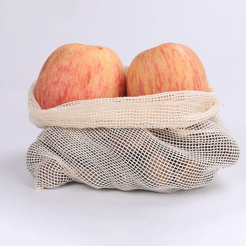 3 size reusable cotton vegetable bag home kitchen fruit and storage green bundle pocket | Дом и сад