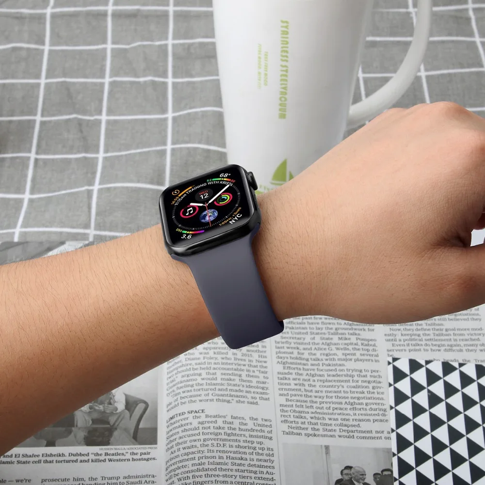 Ремешок для спортивных часов Apple Watch band 4/3 iWatch 38 мм 42 44 40 часы с силиконовым