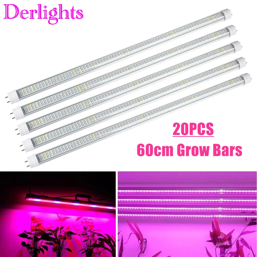 

20pcs 60cm Led Grow Light Bars Full Spectrum T8 Tube LED Plant Lamp Hydroponic Indoor Greenhouse Growing Strip Light for Plants