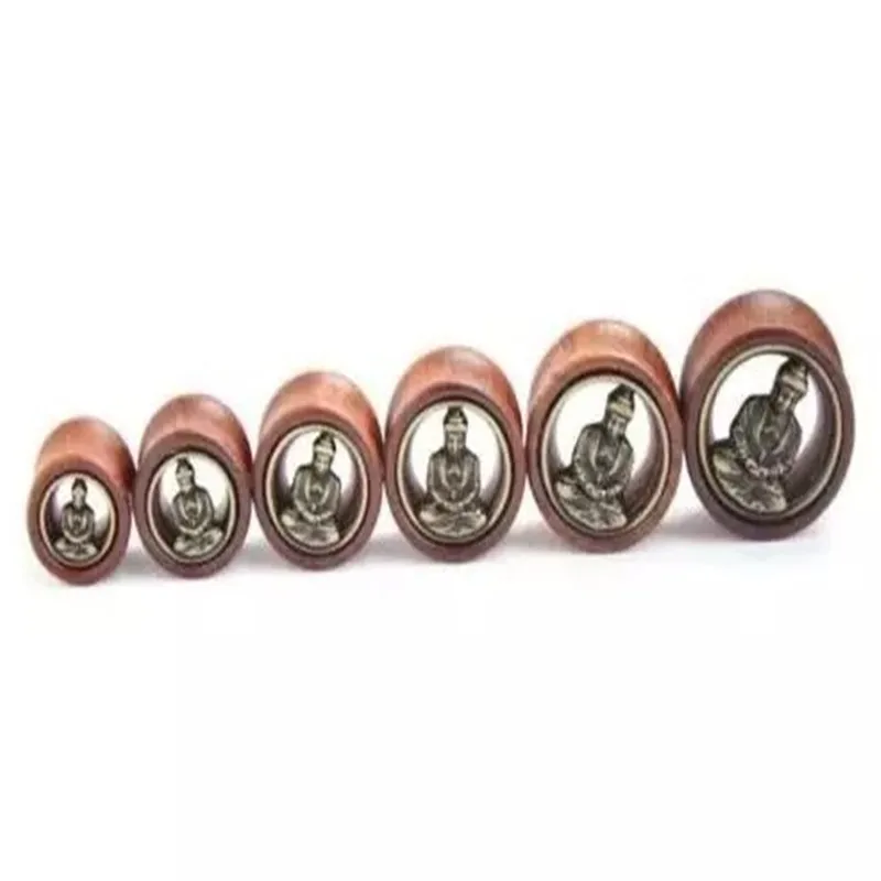 

2PCS Fashion Wood figure of Buddha Ear Expansion Ear Plug Tunnel Ear Stretcher Expander Gauges Body Piercing Jewelry Gift