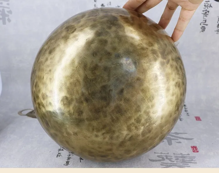 Тибетская медная большая Поющая чаша Buddism ручной работы чаши с кожаной наклейкой