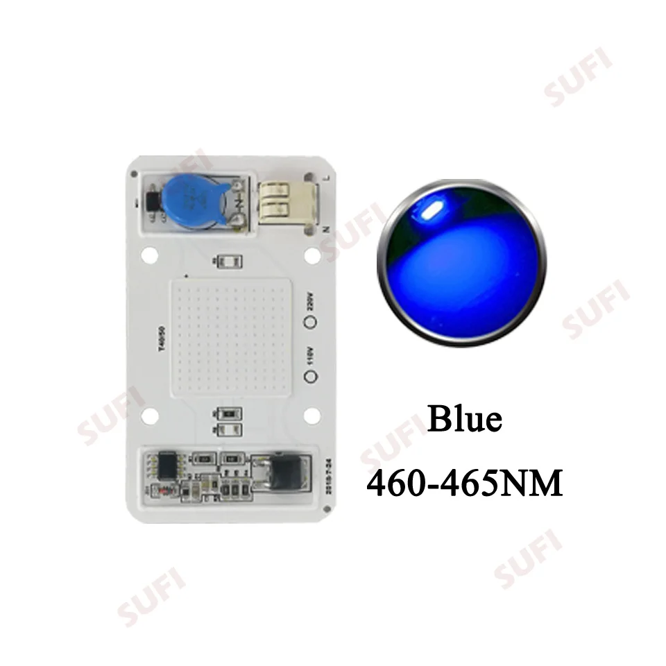 Blue Smart IC 20 Вт 30 Вт 50 Вт теплый натуральный холодный белый красный зеленый синий полный спектр ac220в чип для светодиодной лампы Открытый Светодиодный светильник для выращивания точечный светильник - Испускаемый цвет: Blue