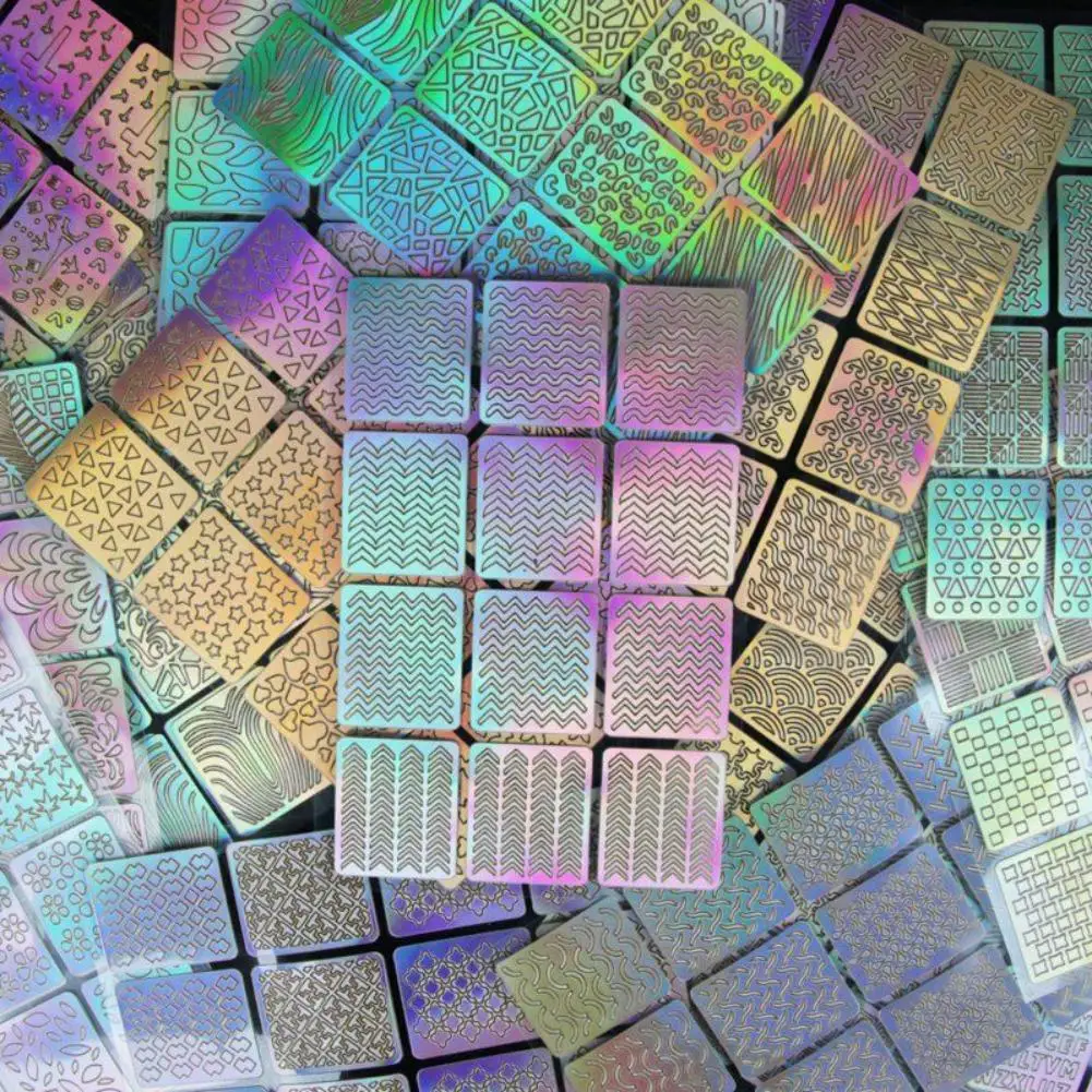 3 листа/набор дизайн ногтей полый лазер наклейки трафарет гель лак наконечник 3D