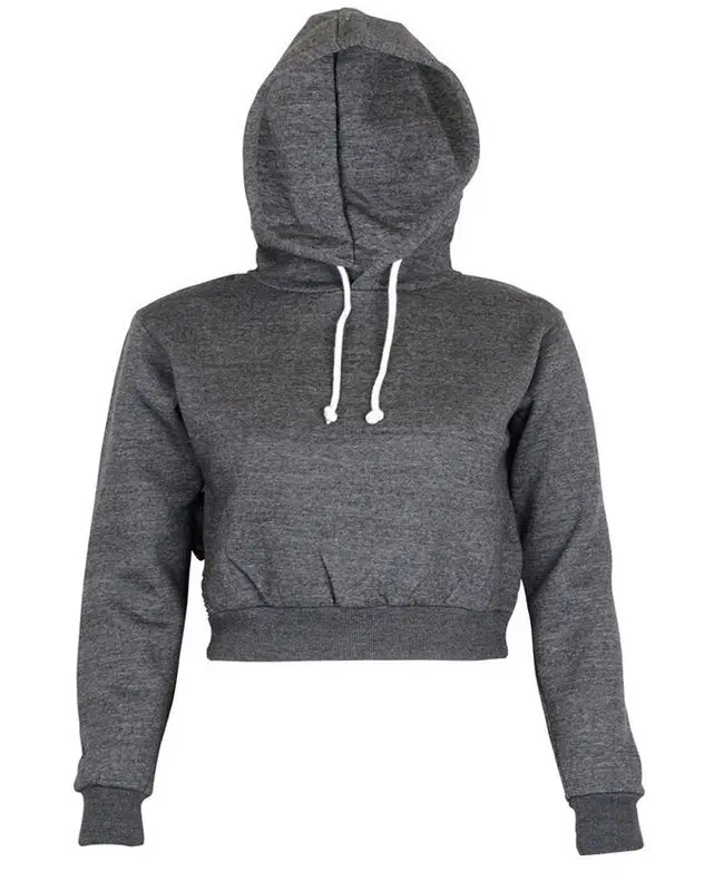 

autumn spring New Women Fashion Casual Loose Hooded Hoodies Long Sleeve Cotton Crop Top gray black Sweatshirt Khaki Tracksuit