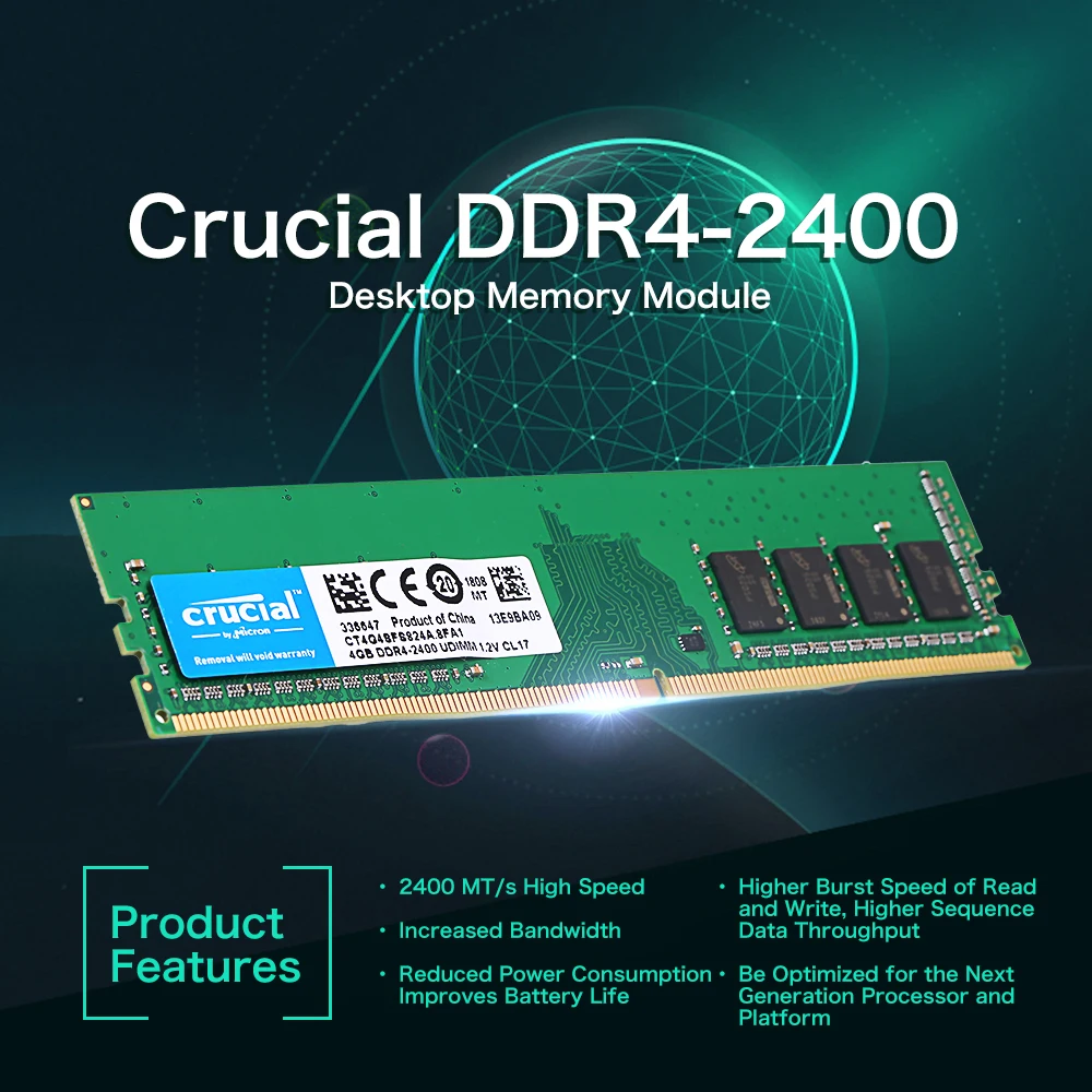Оперативная память Crucial RAM DDR4 2 ГБ 4 8 16 2133 МГц 288 Pin CL17 1 В ПК для настольных