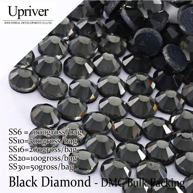 Bulk Packing Dress Accessories Grey Glue High Quality SS6 SS10 SS16 SS20 SS30 Black Diamond Hotfix Rhinestones