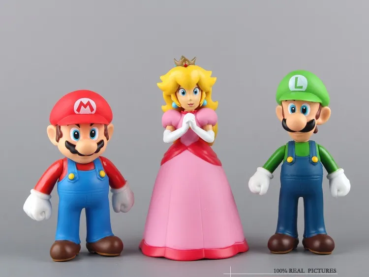 Super Mario Bro Марио и Луиджи Донки Конг персик жаба yoshi ПВХ Фигурки Модель игрушки куклы " 12 см 6 шт./компл. New in Box SMFG198