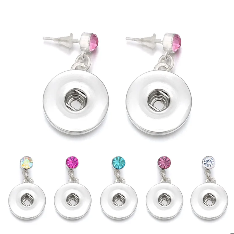 

Hot Sale Fashion Interchangeable Crystal 033 Earring Fit 12mm 18mm Snap Button Earring For Women Gfit Charm Jewelry