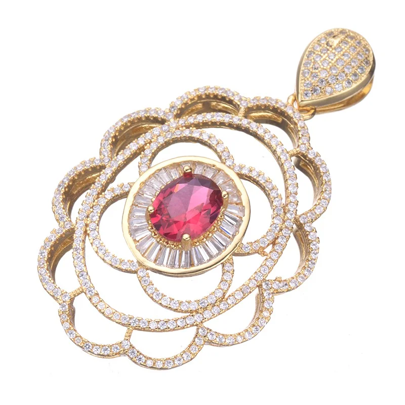 

Top quality jewelry findings Micro Pave CZ stone Red/Blue/Green Crystal Flower Connectors Pendant For Pearl Jewelry Accessories