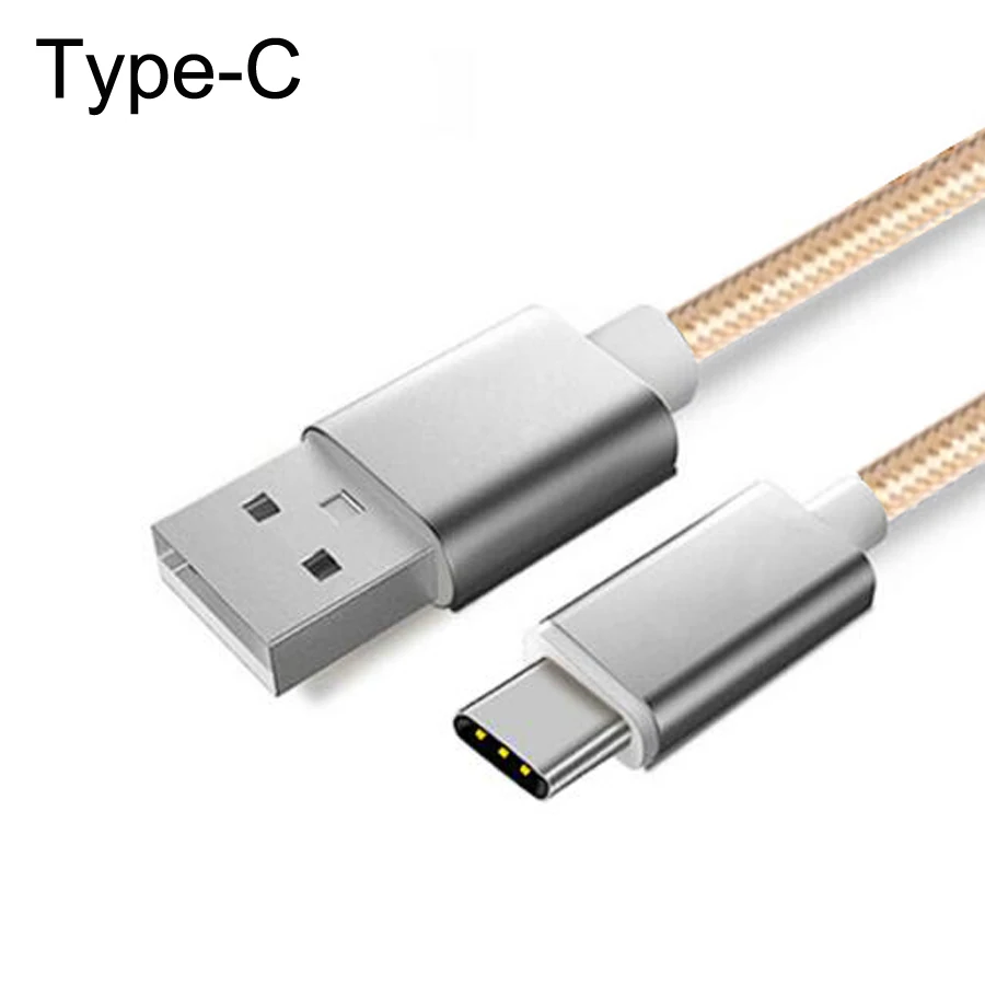 gold Нейлоновый кабель usb type-C для samsung Galaxy S9 S8 Plus, кабель для быстрой зарядки и USB-C, кабель для зарядки мобильных телефонов USBC type-C, кабели для передачи данных - Цвет: gold