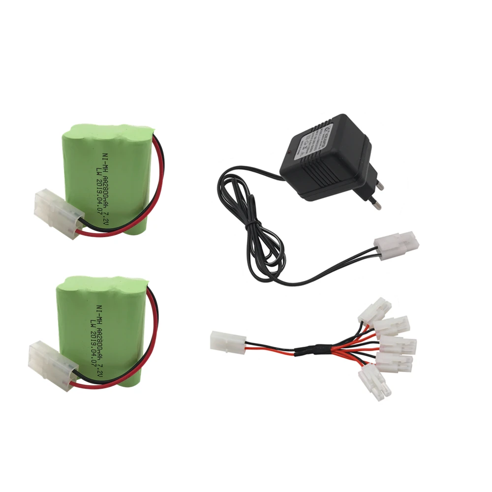 2pcs EU 7,2 v 2800mah AA Ni-MH аккумулятор Tamiya с зарядным устройством большой емкости электрический игрушечный аккумулятор дистанционный автомобиль корабль Робот перезаряжаемый 7,2 v - Цвет: 2pcs EU