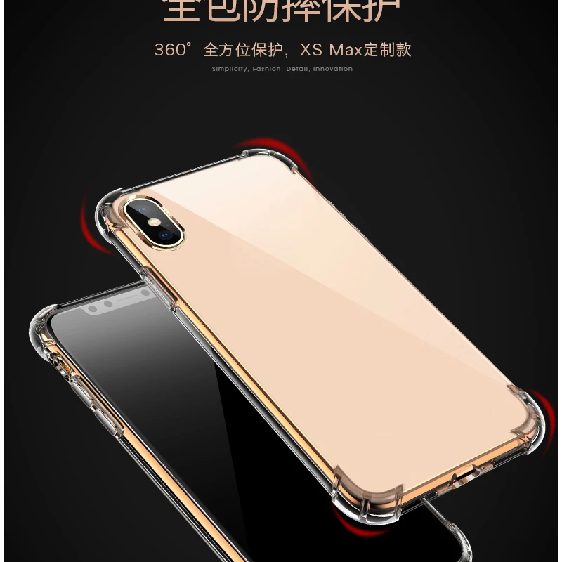 Мягкий противоударный прозрачный силиконовый чехол для iphone XS Max с подушкой