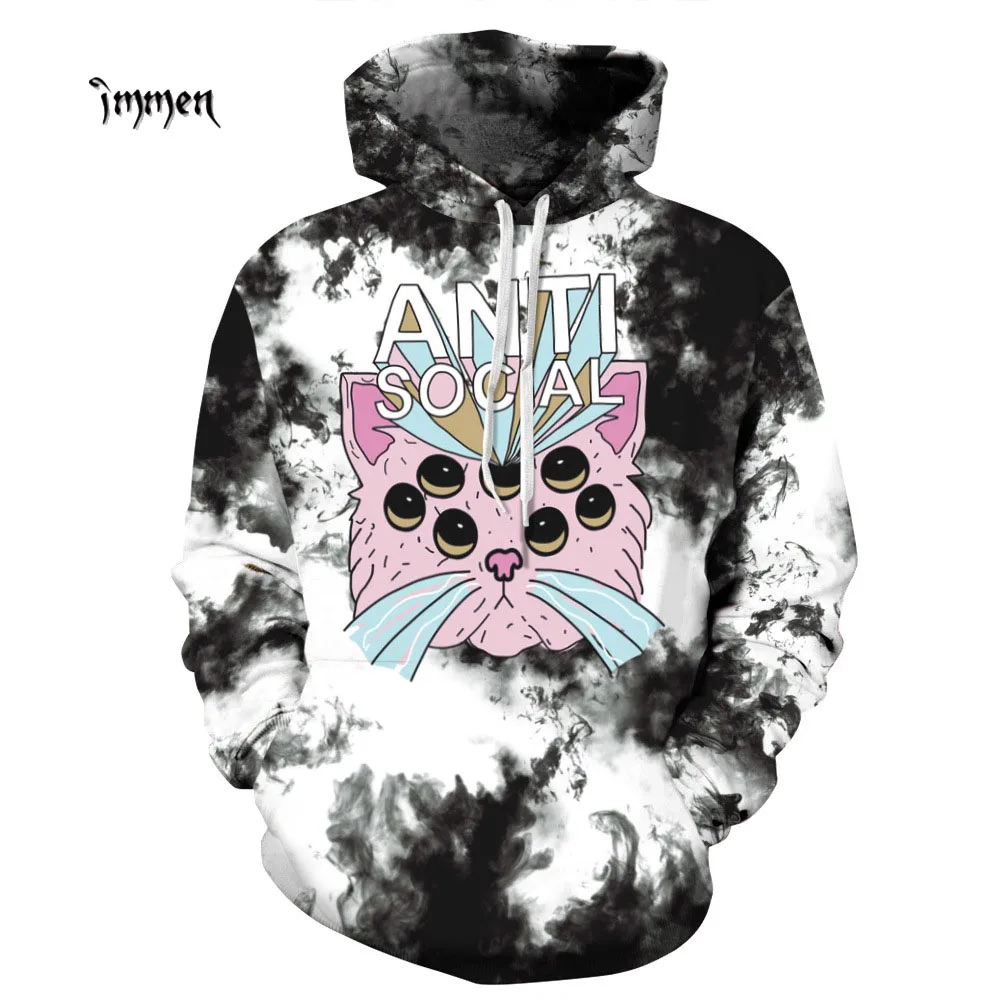 Immen Cat 3D Толстовки кофты Hallowmas осень/зима Для мужчин женщин толстовка с капюшоном