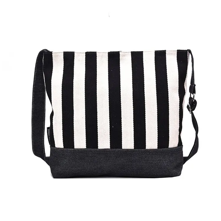 

2019 Fashion Women Striped Shopping Travel Bag Simple Reusable Shoulder Messenger Bag Quality Environmental Casual Handbag