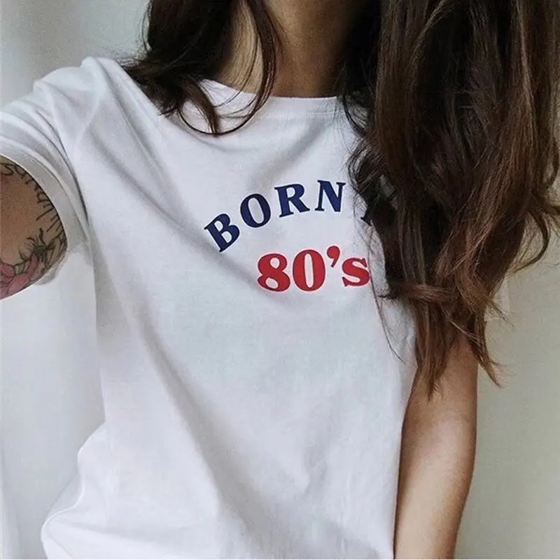 Хлопок 80s футболка женская футболка Женские футболки 90s футболка в стиле Харадзюку белая летняя модная женская уличная одежда