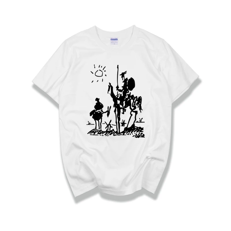 Мужская футболка с коротким рукавом 100% хлопок рисунком Пикассо|tshirt funny|don quixotetee