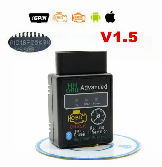 10 шт./лот V1.5 чип PIC18F25K80 ELM327 Bluetooth АВТО ЧИТАТЕЛЬ КОДА Супер Мини ELM 327 работает на