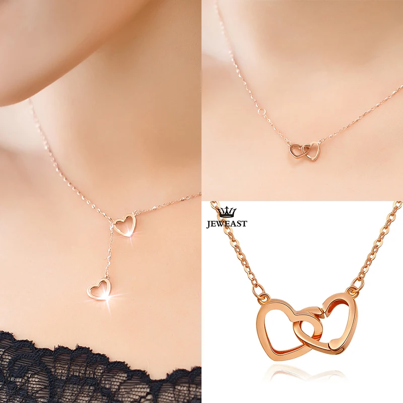 XXX Pure 18k золотое ожерелье с подвеской для женщин сердце Шарм цепочка, ювелирное изделие из драгоценных камней элегантные романтические модные настоящие Твердые Вечерние