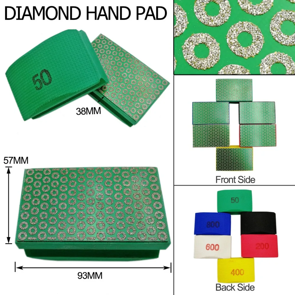 DIATOOL 2pcs Electroplated Diamond Hand Pad 90X55MM Grit #100 Foam Backed Polishing | Инструменты