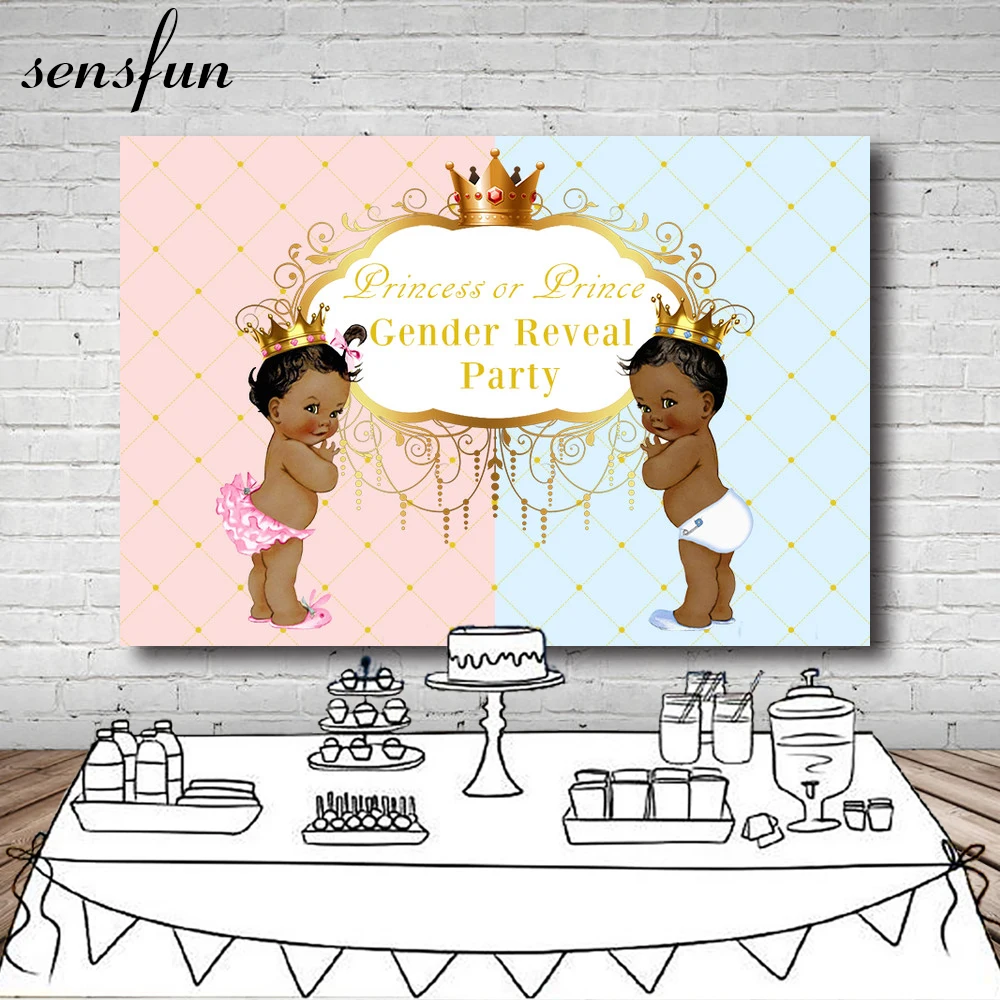 

Sensfun Gender Reveal Photography Backdrop Boys Girls Twin Baby Shower Birthday Party Backgrounds For Photo Studio 7x5FT Vinyl