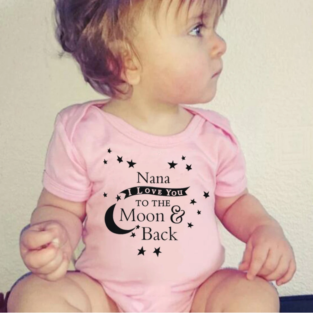 Детские комбинезоны с надписью «I love NANA to the moon and back» для девочек и мальчиков, одежда с короткими рукавами для новорожденных, Комбинезоны и комбинезоны детская одежда
