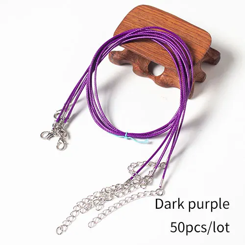 Dark purple 50pcs 50 шт 1,5 мм 1" ожерелье шнур с застежкой оптом для ожерелье браслет Изготовление ювелирных изделий - Цвет: Dark purple 50pcs