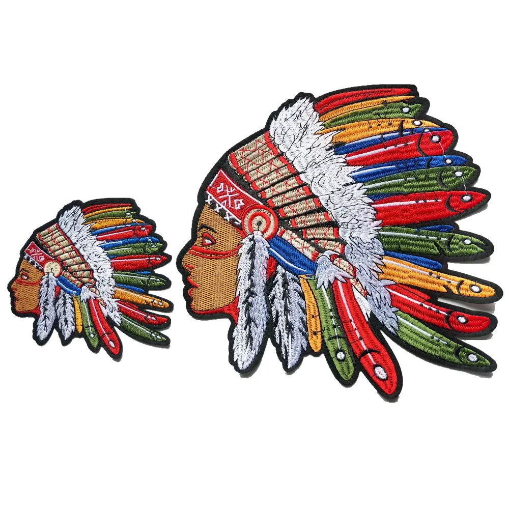 Индийская женщина Радужное перо 2 размера пришитые нашивки вышитые значки тотем