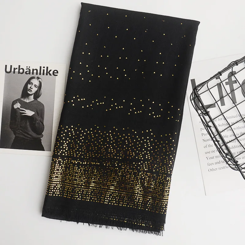 

Черный зимний шарф в виде геометрических фигур trigon шарфы глажка с золотым блеском шарф гладкое хлопчатобумажное полотно мусульманский хид...