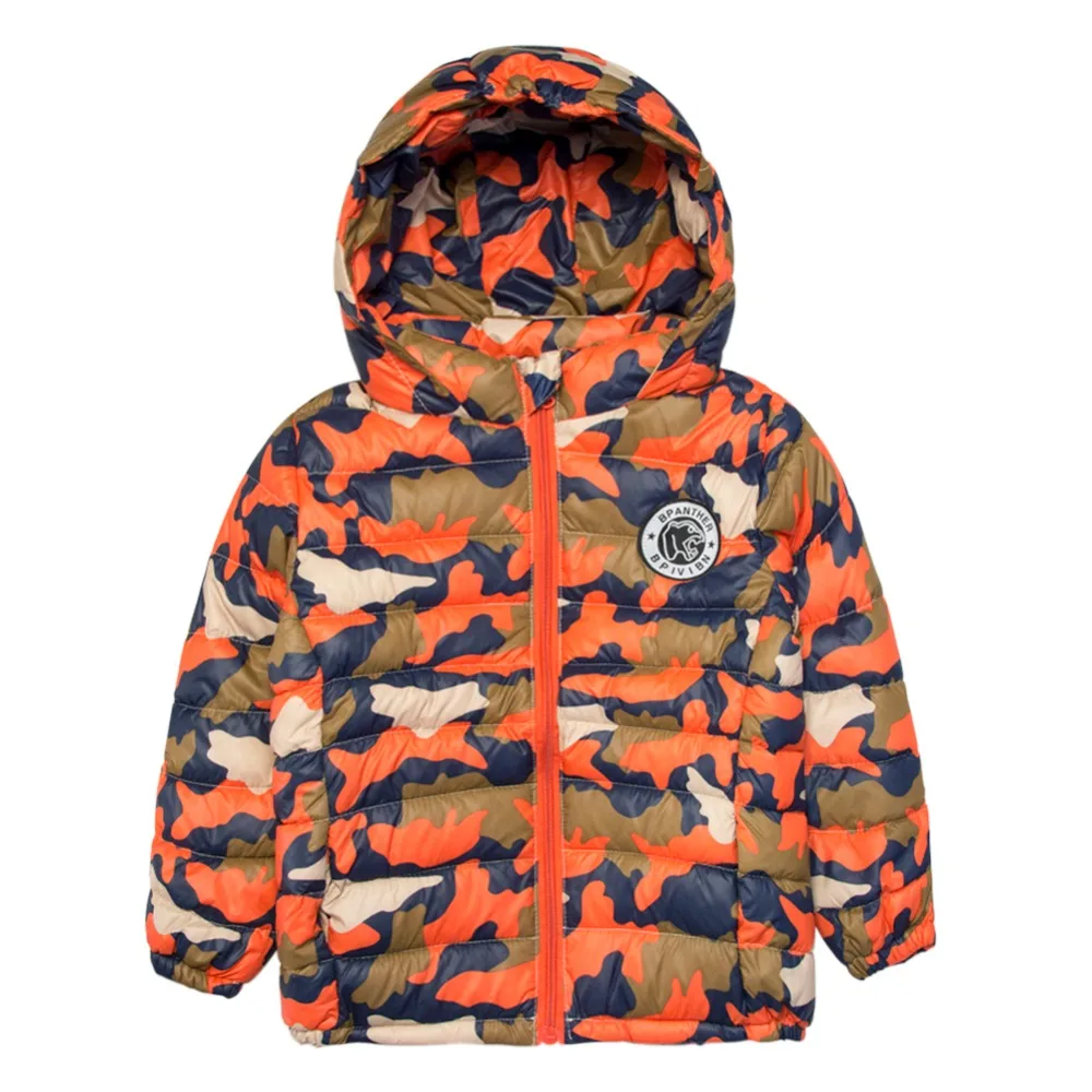 BINIDUCKLING Winter Suit For Boys Down Jacket Clothes Set Camouflage Hooded Thicken Warm Parkas+Pants for Kids Children |