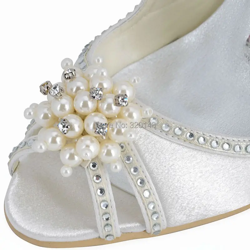 Летние босоножки женские свадебные туфли цвета слоновой кости с жемчугом