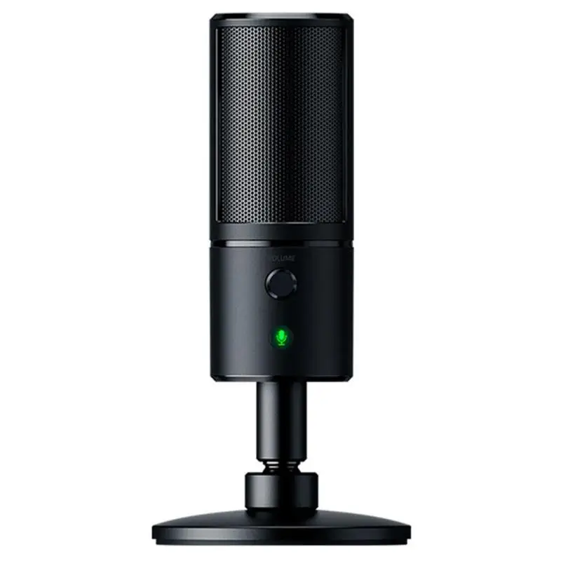 Звукосниматель razer Seiren X, 3 цвета, микрофон для прямой трансляции, цифровой конденсаторный голосовой усилитель для настольного компьютера, ноутбука, ПК - Цвет: Черный