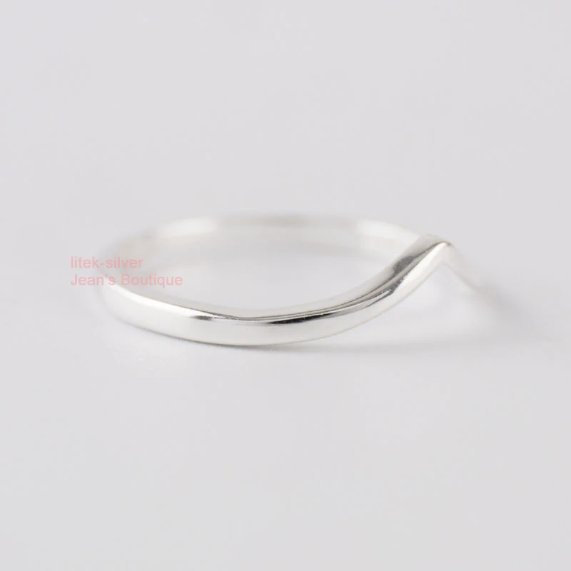 Кольцо средней длины на палец из стерлингового серебра 925 пробы Wishbone Chevron Dainty