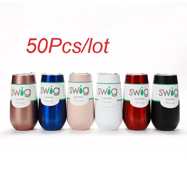 Verkauf 30 Teile/teile Wein Tasse Champagner Bier 6 Unzen Schluck Thermos Stemless Flöte Rose Gold Edelstahl Schluck Tumbler Becher Vakuum Glaskolben Isolierte
