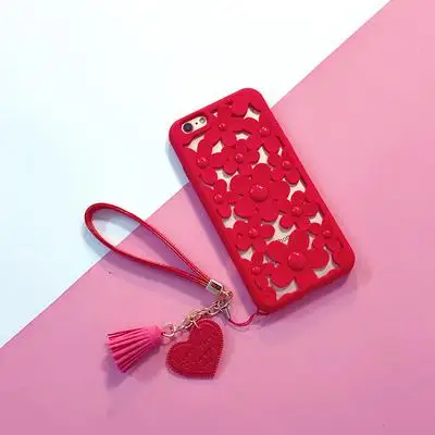 Простой горный хрусталь силиконовые в форме цветка чехол для телефона IPhone X Xs Max Xr 10 8 7 6 6s Plus роскошный мягкий силиконовый Coque Fundas - Цвет: red