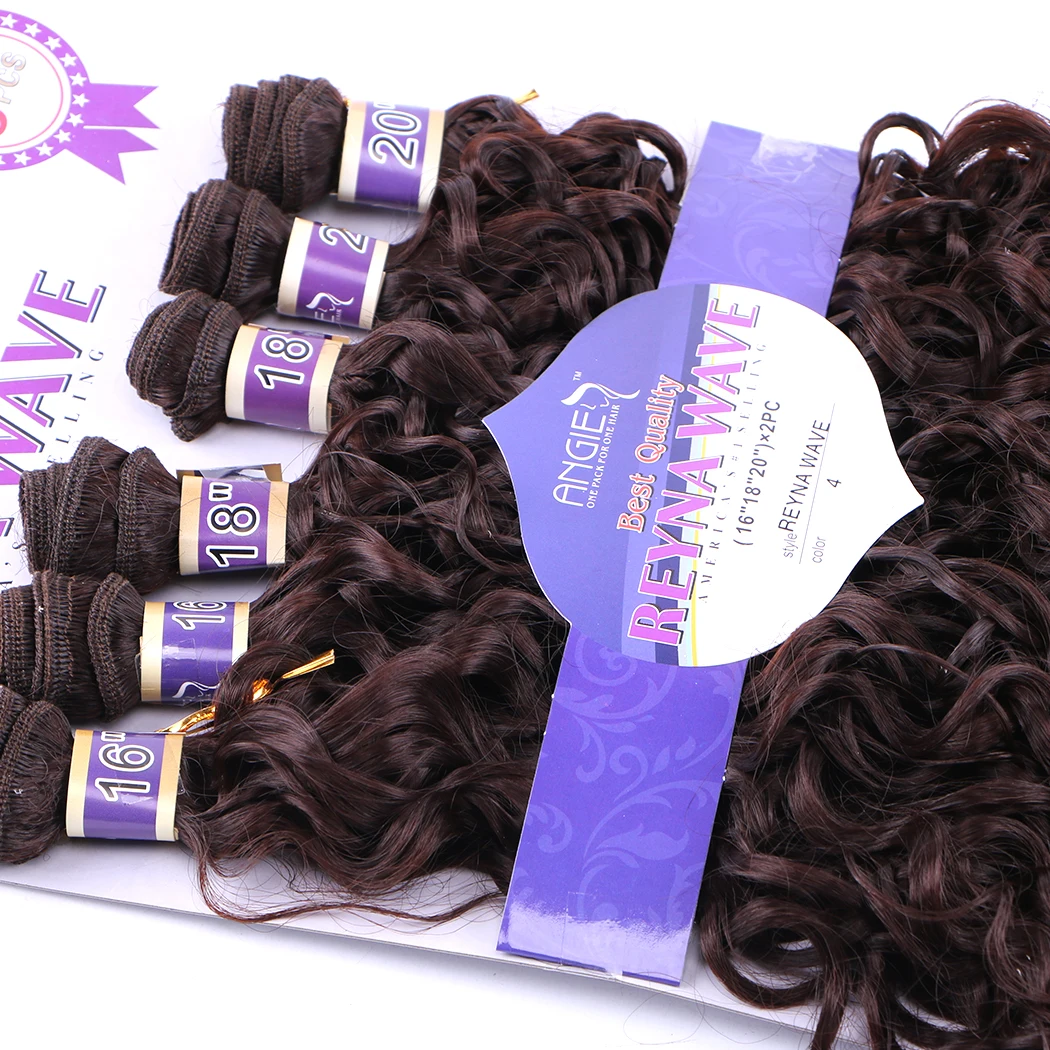 Synthetic Curly Hair Weaves Water Wave 6pcs/Lot Ombre Bundles 16&quot-20&quot 210g Double Weft Extension | Шиньоны и парики