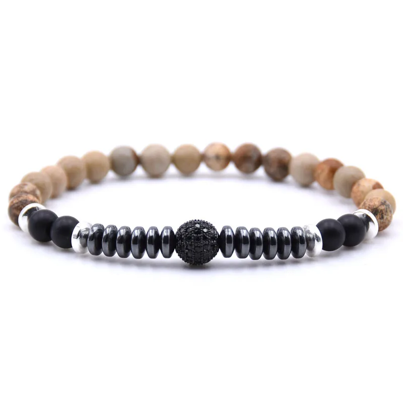 HYHONEY Новое поступление 6 мм бусины натуральный камень браслет микро проложить